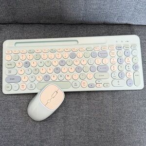 Wireless Pastel Keyboard and Mouse Set